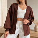 Cardigan Feminino Tricot Casaco Bufante Manga Longa Inverno 1