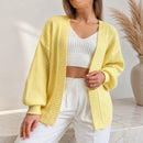 Cardigan Feminino Tricot Casaco Bufante Manga Longa Inverno 2