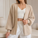 Cardigan Feminino Tricot Casaco Bufante Manga Longa Inverno 5