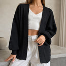 Cardigan Feminino Tricot Casaco Bufante Manga Longa Inverno 6
