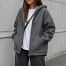 Casaco Feminino Oversize Cinza Escuro